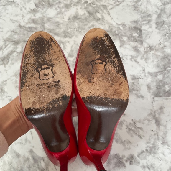 Stuart Weitzman Platswoon Red Patent Leather Pumps - Picture 5 of 11